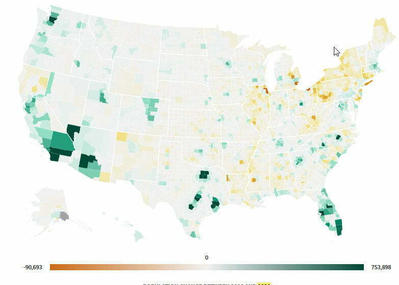 U.S. Population 2010 to 2020, where they are leaving, where they are going