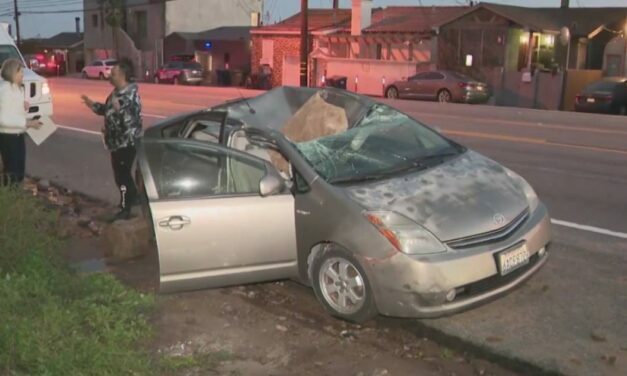 Boulder Crushes California Man’s Car Moments After he Got Out