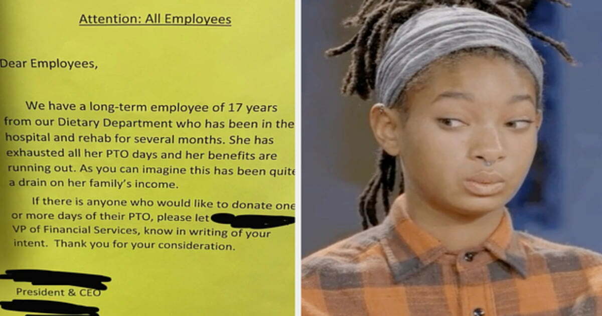 Unbelievable Note From CEO Asking Workers To Donate Their PTO To Hospitalized Long-Term Employee Goes Viral