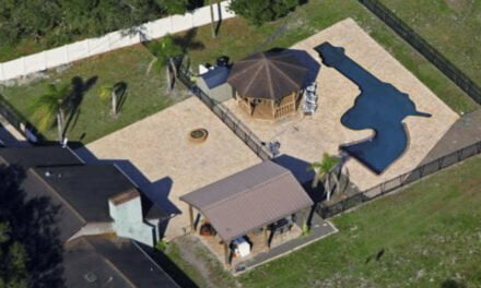Backyard swimming pool near Tampa is shaped like a revolver