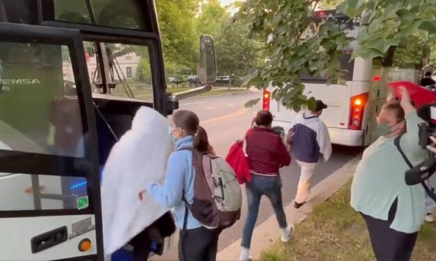 VIDEO: Texas Bus Drops Off 30 Illegal Migrants At Kamala Harris’ House