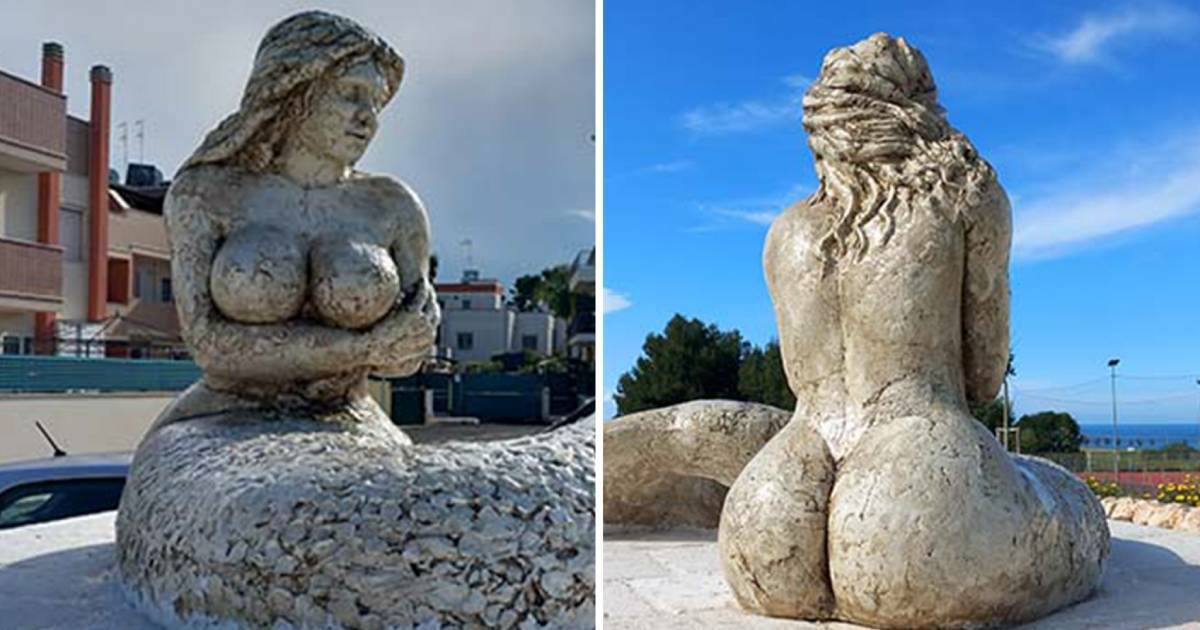 Provocative mermaid statue makes waves in southern Italian town