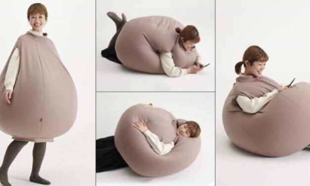 Japanese company creates a wearable bean bag chair so you can lay down whenever and wherever you want