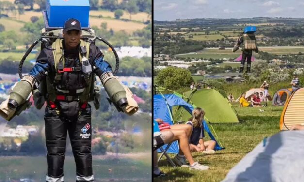 Domino’s will be using a jet suit to deliver pizza to festival-goers