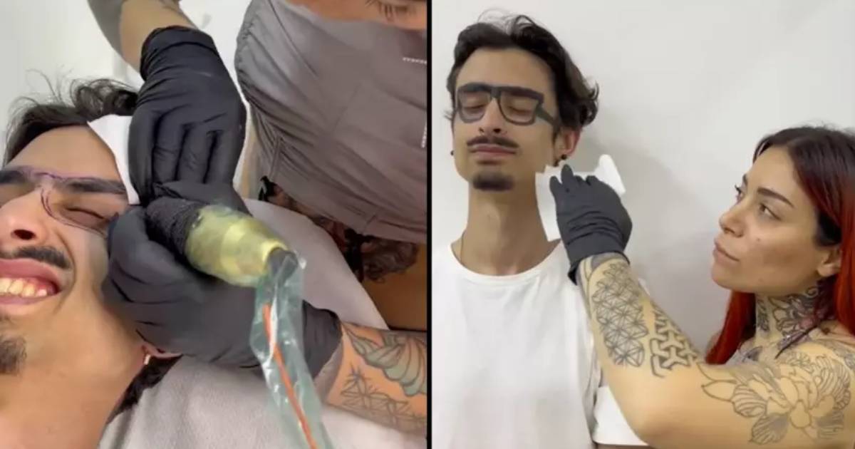 People are shocked after man appears to get glasses tattooed onto his face