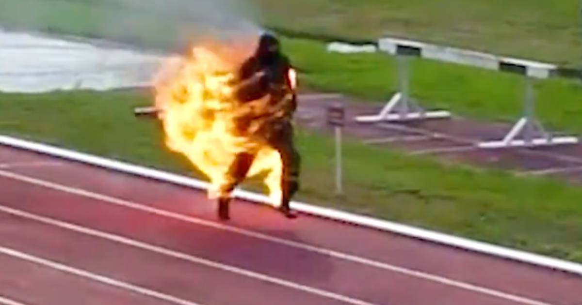 MAN SETS RECORD FOR FASTEST 100-METER SPRINT WHILE ON FIRE