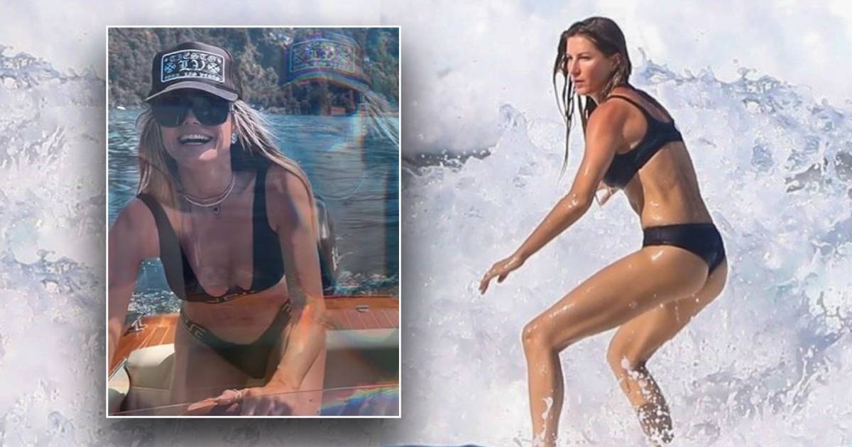 Gisele surfs in bikini, and Heidi Klum flashes her abs aboard yacht as stars heat up July 4th holiday weekend