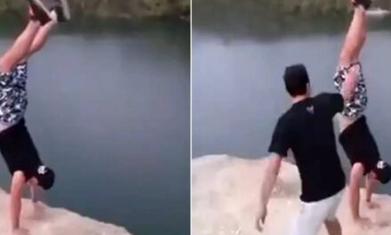 Man jumps over barrier at 800ft canyon for prank then slips