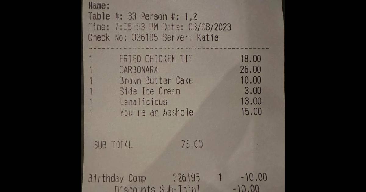 Diner stunned after being hit with ‘$15 a**hole’ charge on restaurant bill