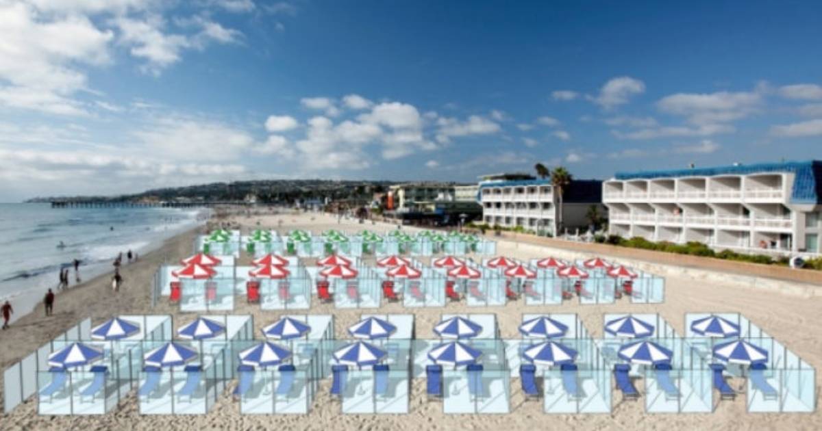 Italian Company Proposes Plexiglas Beach Cubicles for Pandemic Summer Fun