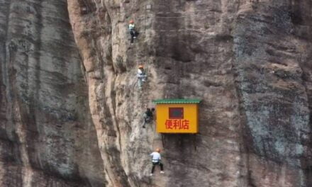 Cliff face shop in China’s Hunan province dubbed ‘inconvenient convenience store’