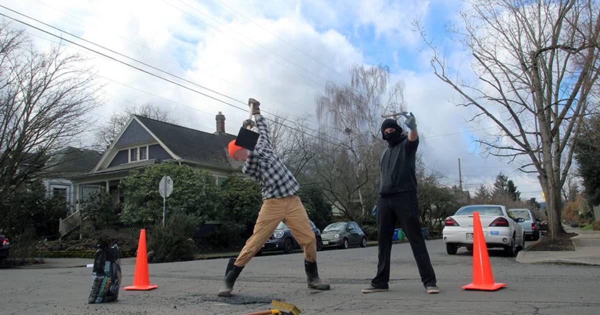 The Anarchists Illegally Fixing the Streets of Portland