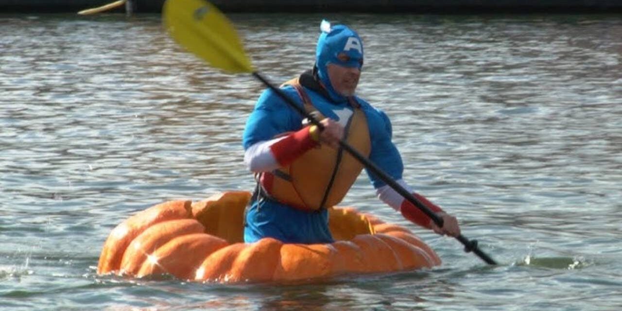 Pumpkin Lovers Compete in Giant Pumpkin Boat Race