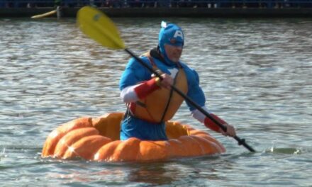 Pumpkin Lovers Compete in Giant Pumpkin Boat Race