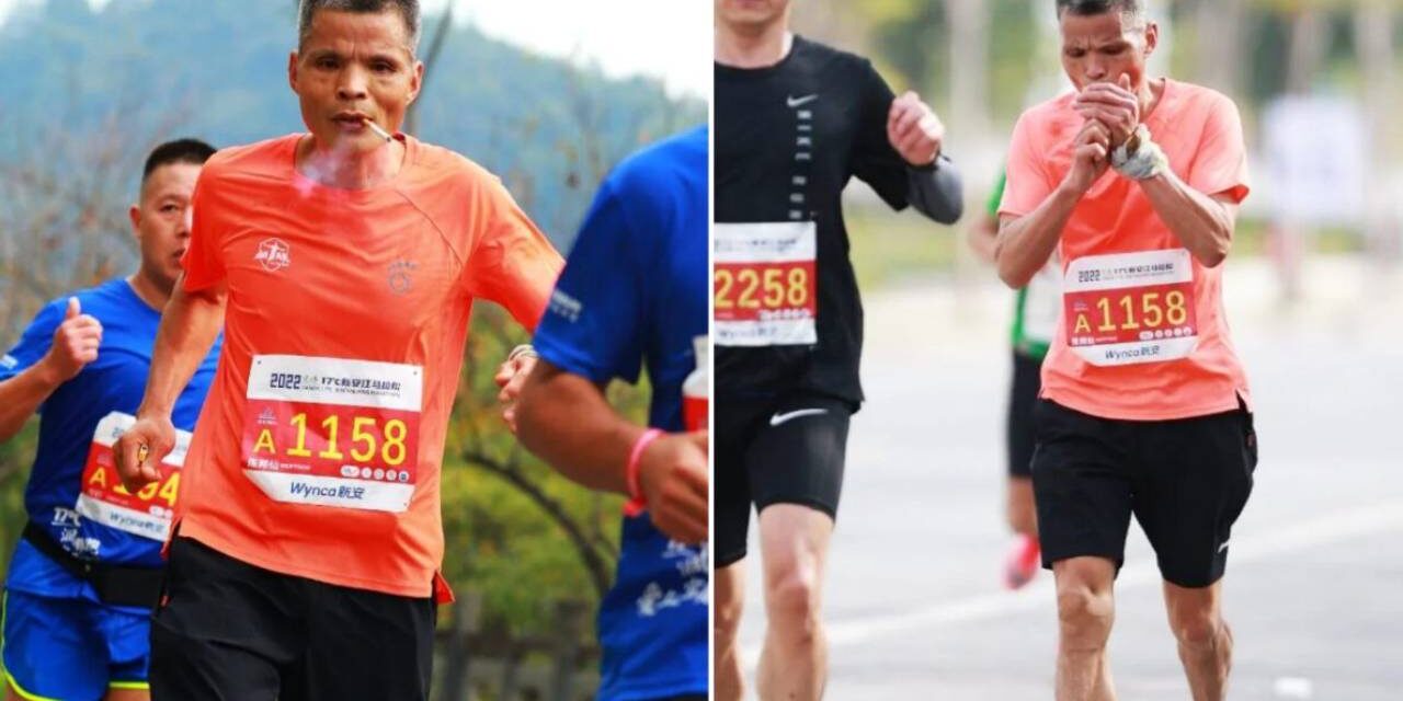 Chinese man runs a 3:28 marathon while chain-smoking