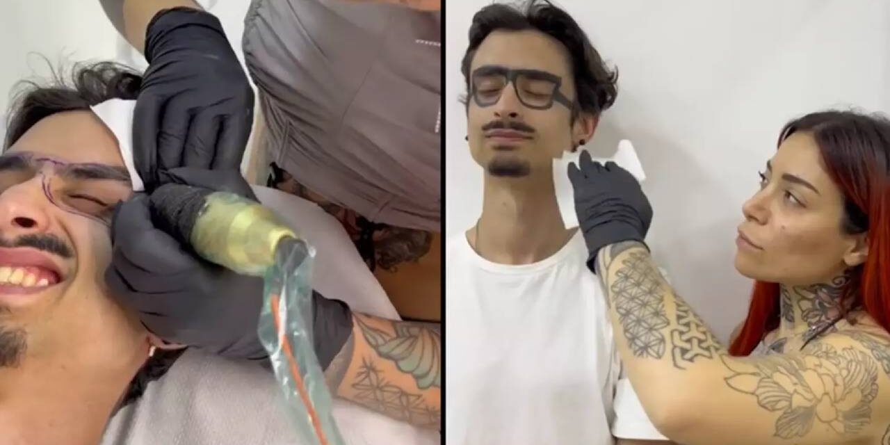 People are shocked after man appears to get glasses tattooed onto his face