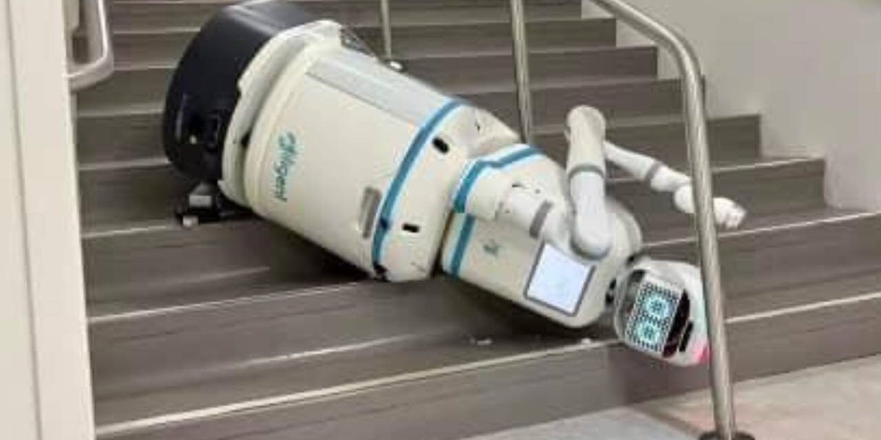 GOVERNMENT ROBOT FALLS DOWN STAIRS, DIES