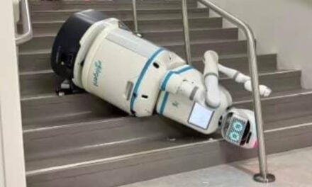 GOVERNMENT ROBOT FALLS DOWN STAIRS, DIES