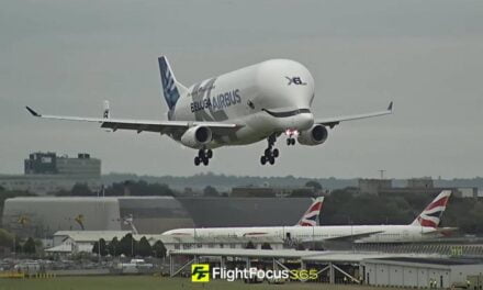 Airbus Beluga lands at London’s Heathrow Airport