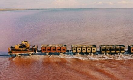 The Salt Shaker – A Freight Train That Passes Right Through a Pink Siberian Lake