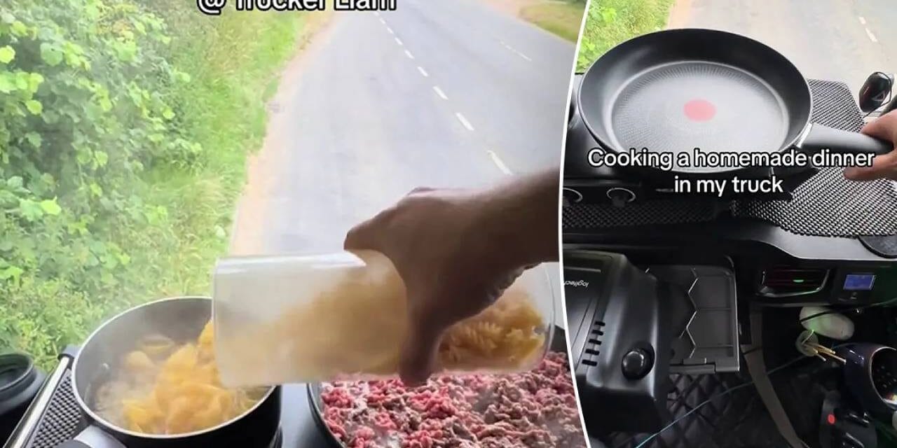 Truck driver cooks dinner on his dashboard: ‘Turned out all right, tasted even better’