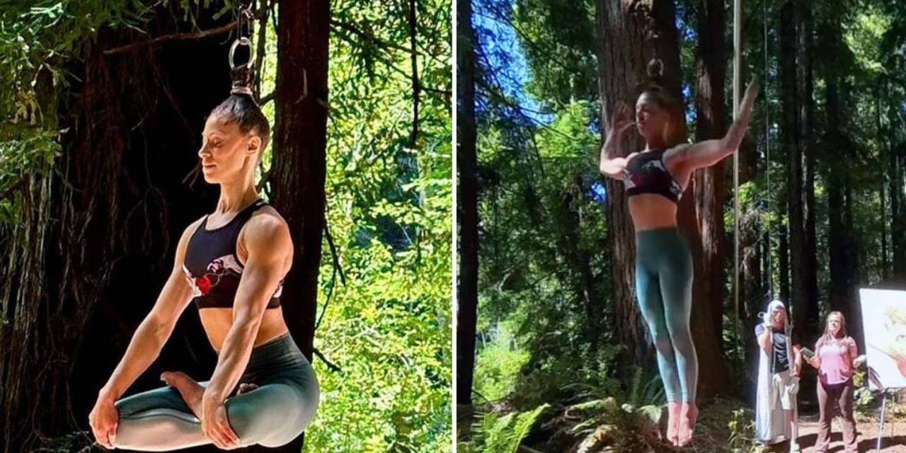 Woman hangs by her hair for 25 minutes to break world record