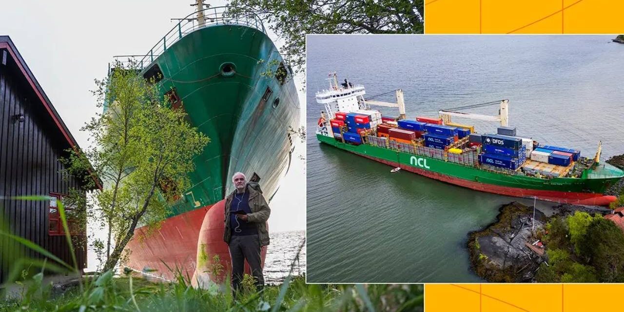 Man Alarmed to Find Ten Thousand Ton Cargo Ship Crashed Into the Garden Next to His House
