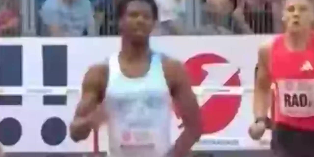 Runner wins 400m hurdle race despite having his penis constantly fall out of his shorts