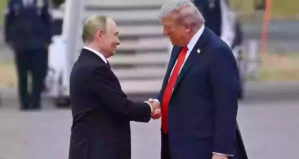Trump greets Putin with uncomfortably long ‘yank’ handshake in Alaska