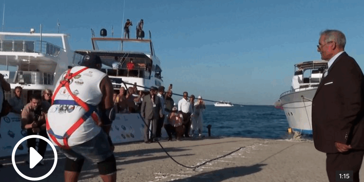 Ashraf Mahrous: Egypt’s ‘strongman’ wrestler pulls ship using his teeth