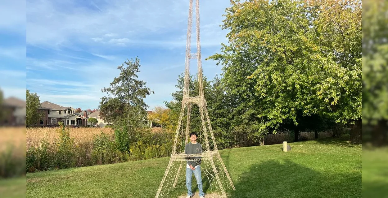 Illinois teen builds 17.32-foot Eiffel Tower out of toothpicks