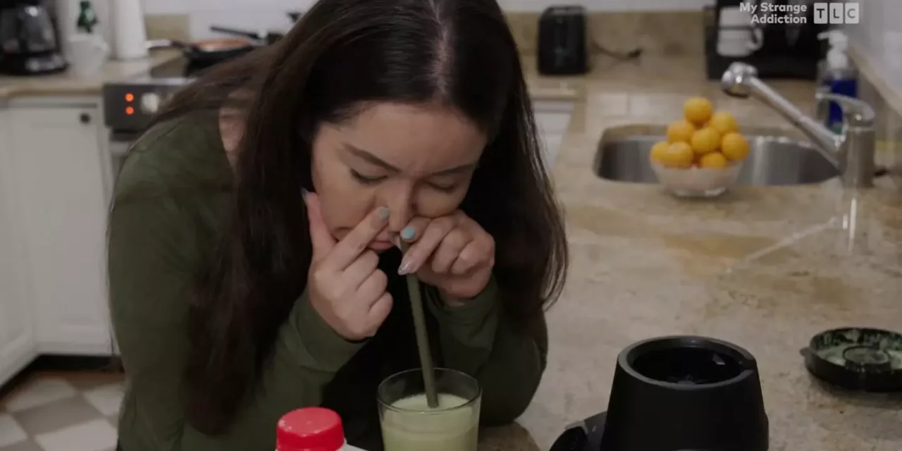 ‘Serial food snorter’ blends up all her meals and inhales them through her nose