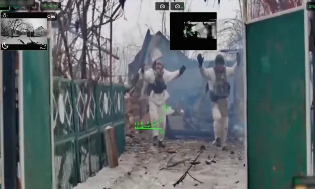 Russian Soldiers Seen Surrendering to Gun-Wielding Robot