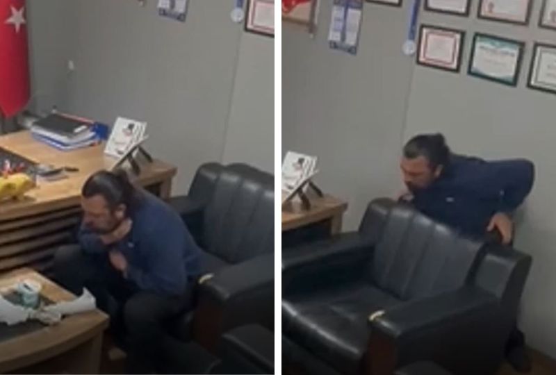 Turkish Man Saves Himself from Chocking by Performing the Heimlich Maneuver on Himself