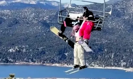 Skier’s prank backfires, leaving her dangling 65 feet in the air as twin desperately holds on