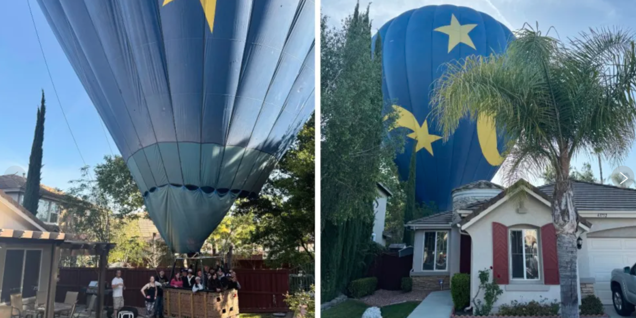 Mind if we drop in? Hot air balloon with 13 aboard makes emergency landing in California backyard