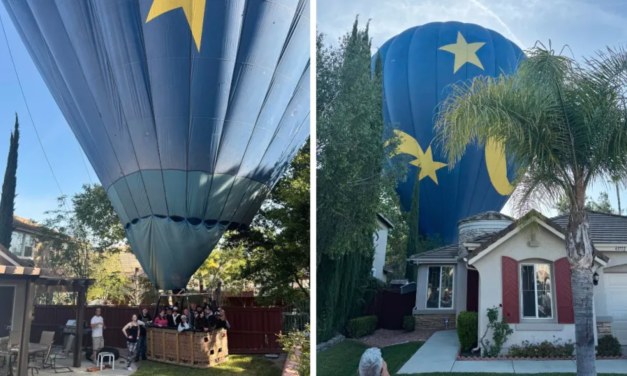 Mind if we drop in? Hot air balloon with 13 aboard makes emergency landing in California backyard