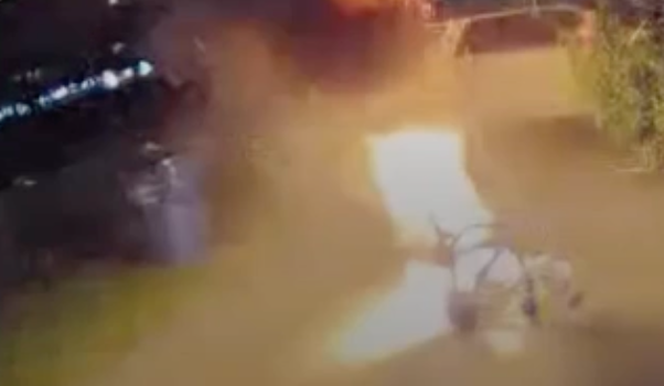 Watch: Woman runs away from exploding wheelchair