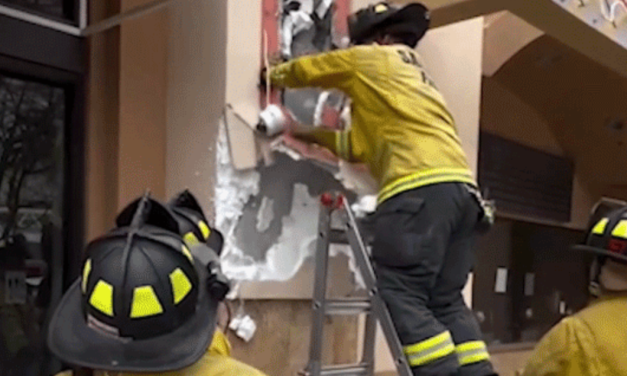 Alleged burglar rescued after reported break-in failure leaves him stuck inside wall for 10 hours