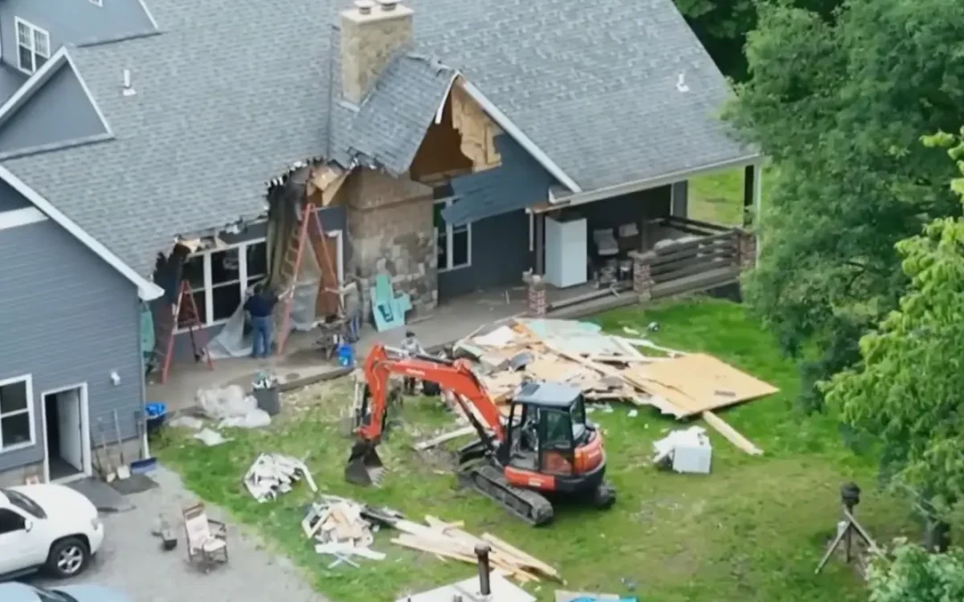 Enraged by Divorce Filing, Man Tears Down Family Home with an Excavator