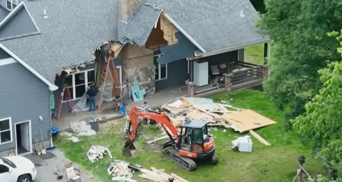 Enraged by Divorce Filing, Man Tears Down Family Home with an Excavator